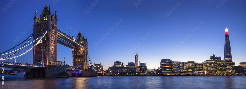 Tower Bridge, The Shard & The City Of London During Blue Hour
