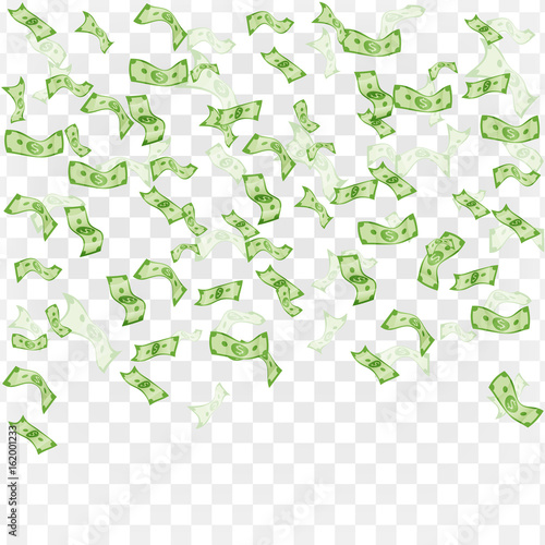 Finance concept. Rain from dollars.