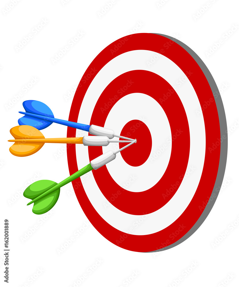 compromise excuse Tentative name Target Dart arrow hitting center target on white background, flat vector  illustration Web site page and mobile app design vector element. Stock  Vector | Adobe Stock