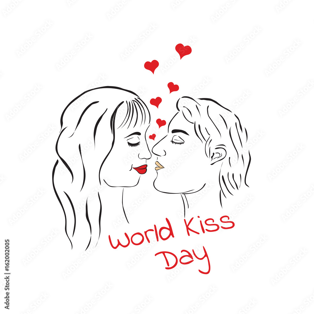 World kiss day. Kissing loving couple. A man and a woman World kiss day. Kissing loving couple. A man and a woman