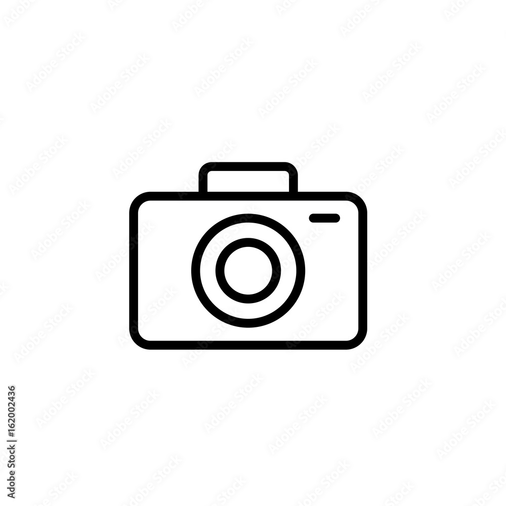 camera icon thin line black on white background