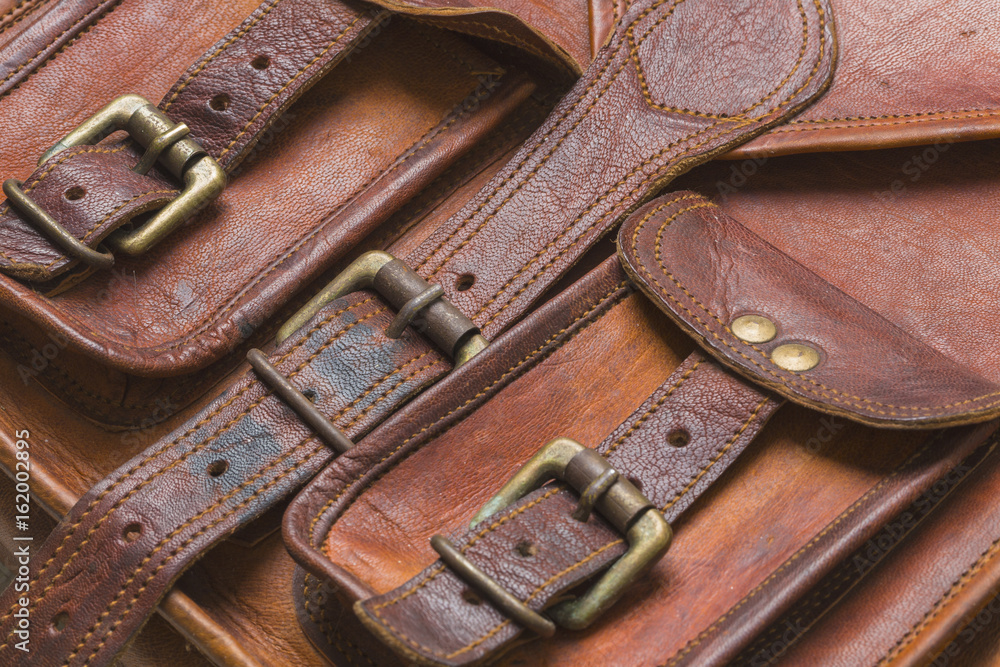 The old bag in leather buffalo with locks The old bag in leather buffalo with locks