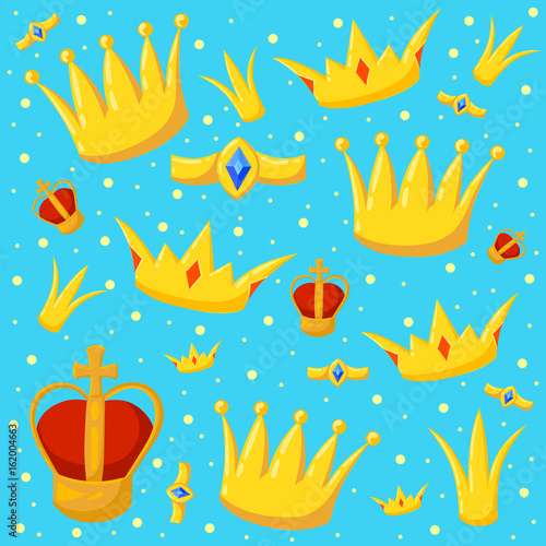 Gold crown background Vector isolated elements Royal king  queen  princess crown.