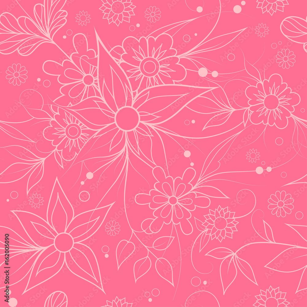 Obraz premium Blue seamless floral repeating pattern for textile or wallpaper.