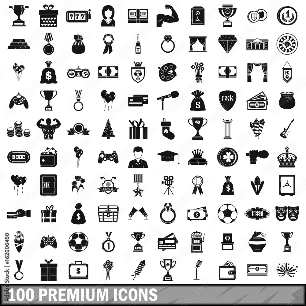 Obraz premium 100 premium icons set, simple style 
