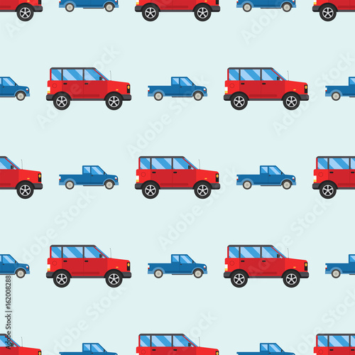 Campers vacation travel car summer seamless pattern trailer house vector illustration flat transport