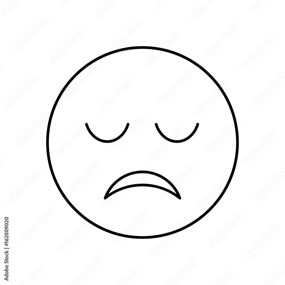 Sad face outline icon. Isolated vector lined illustration for web or app design.