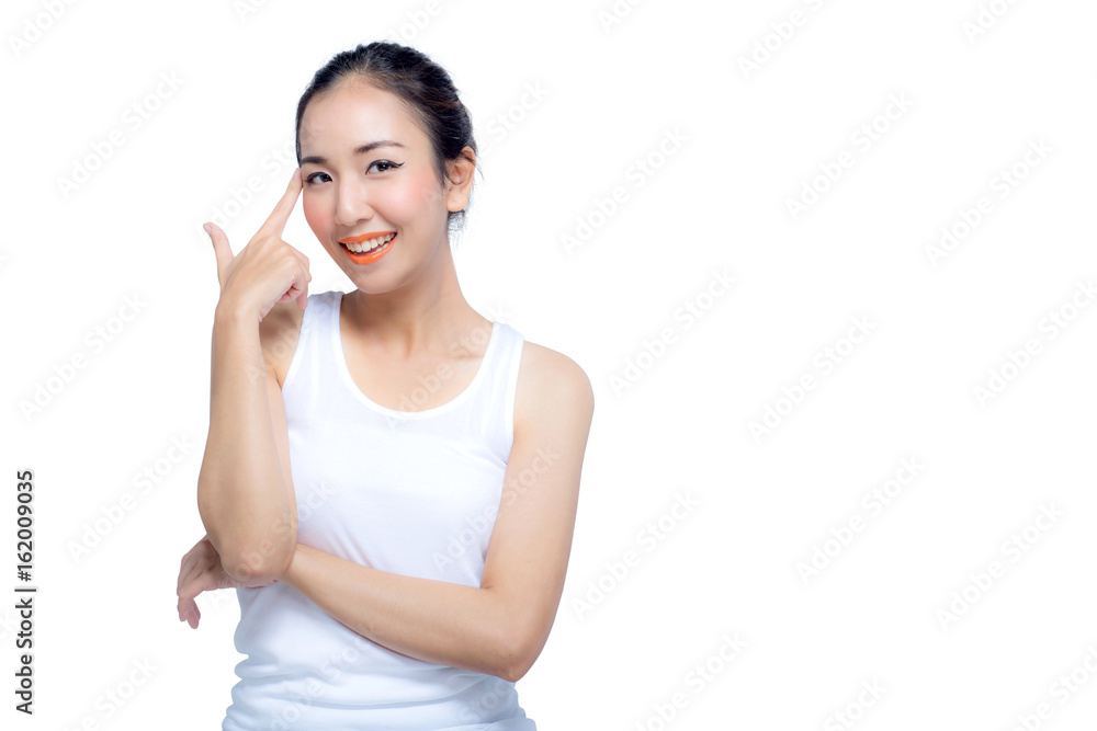 Beautiful girl with makeup, youth and skin care concept / photoset of attractive asia girl on white background Beautiful girl with makeup, youth and skin care concept / photoset of attractive asia girl on white background