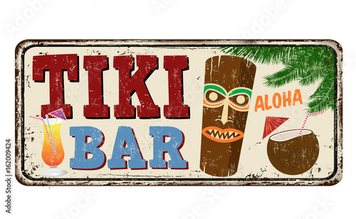 Tiki bar vintage rusty metal sign