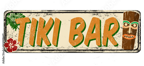 Tiki bar vintage rusty metal sign