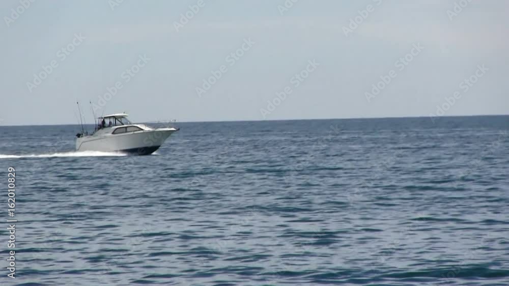 Motorboat Moving At Speed On Lake Michigan From Waukegan Illinois Motorboat Moving At Speed On Lake Michigan From Waukegan Illinois
