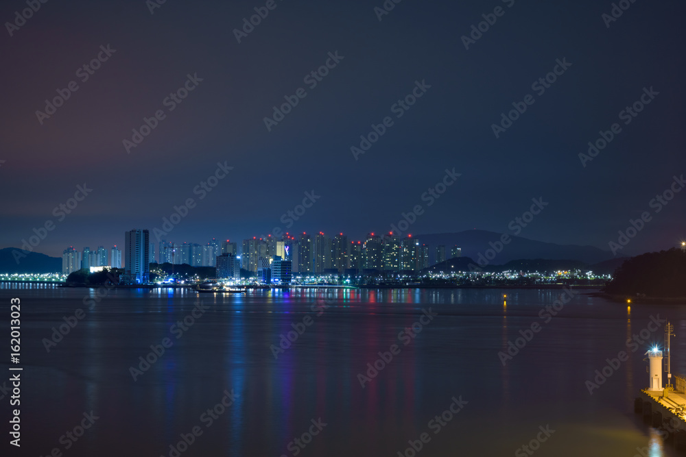 Yeongjongdo, Korea, night view from sea