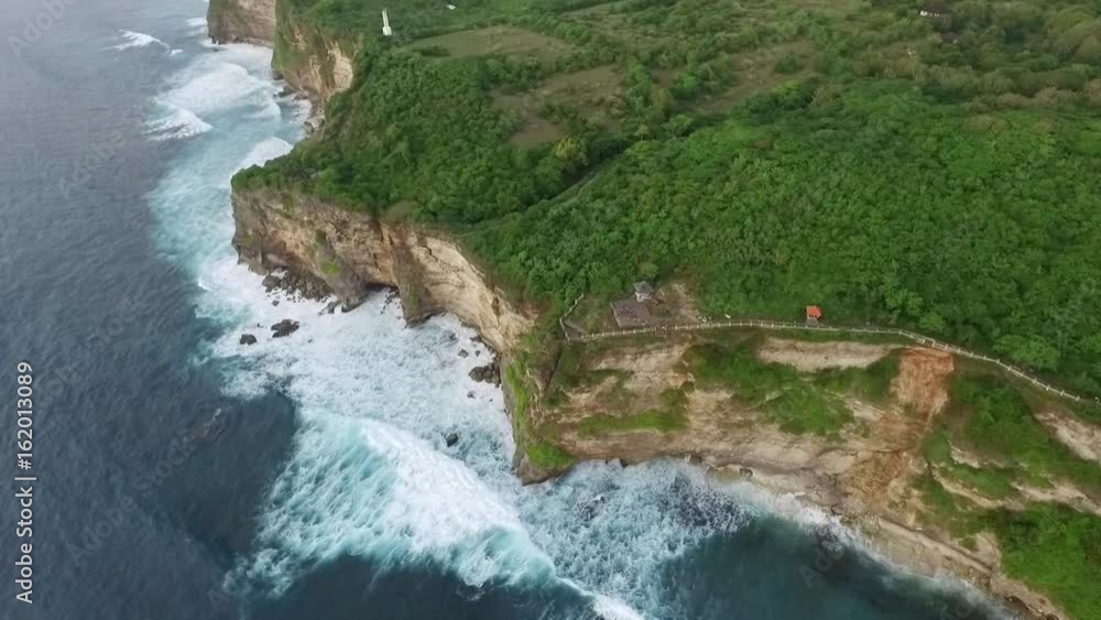 Flight on a Drone Over Ocean Coast With Steep Cliffs Flight on a Drone Over Ocean Coast With Steep Cliffs