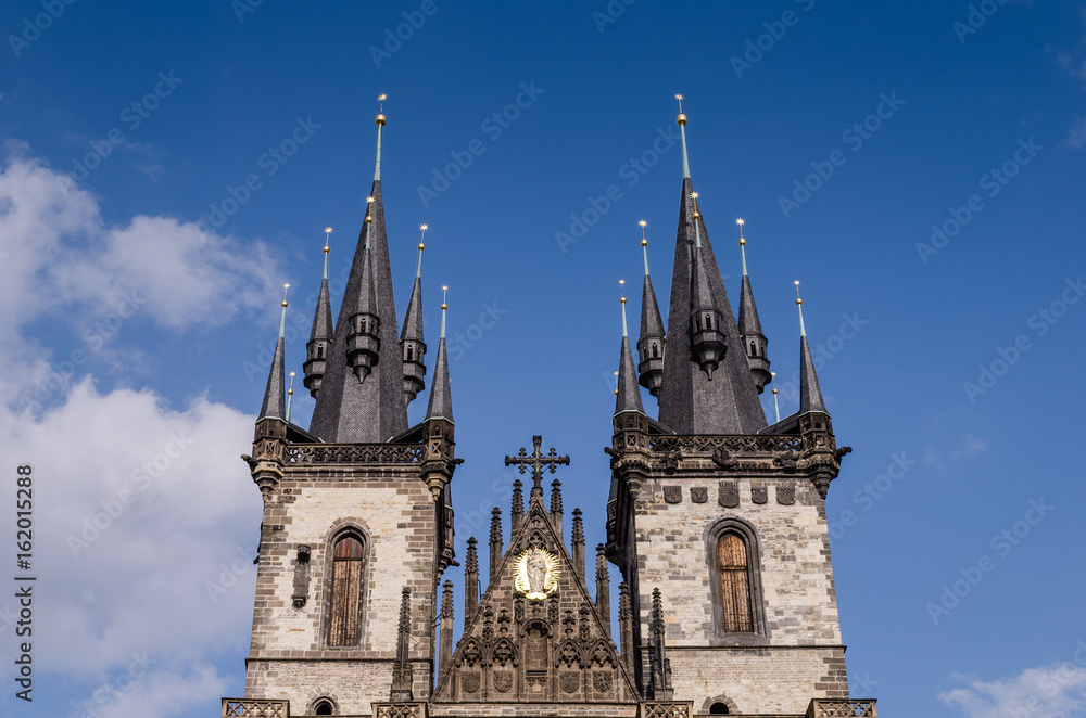 Two towers of Our Lady Cathedral in Prague