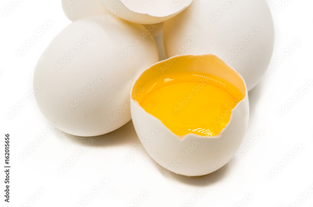 fresh eggs on the white background