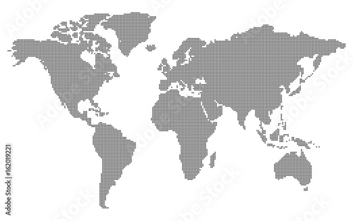 Dotted world map isolate on white background.Vector of World map with Dots for Graphic Design.World map by Dot Pattern.Vector illustration.