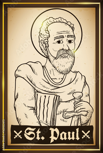 Painting in Hand Drawn Style with Saint Paul Image, Vector Illustration