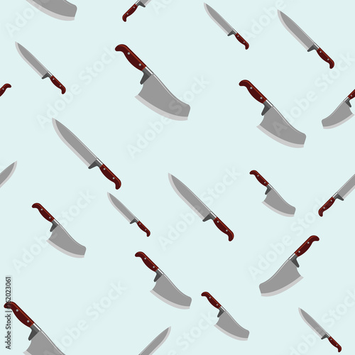 Kitchen knife seamless pattern steel sharp dagger metal military dangerous metallic sword vector illustration