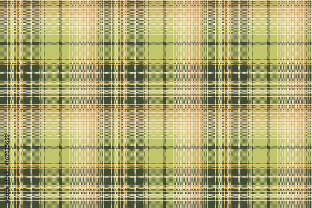Green beige pixel check fabric texture seamless pattern