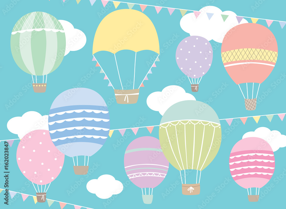 Vector illustration of hot air balloon set in pastel colors. Vector illustration of hot air balloon set in pastel colors.