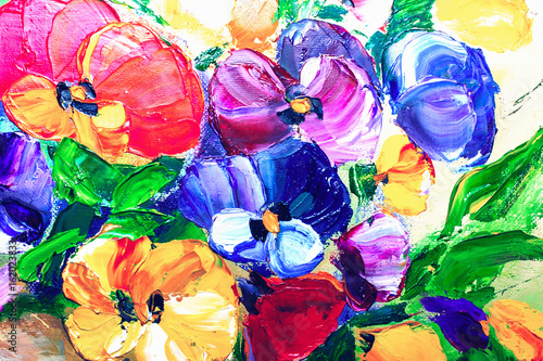 texture oil painting flowers, painting vivid flowers