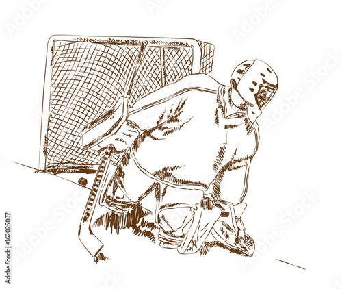 Sketch of ice hockey player in vector illustration.