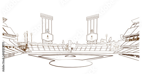 Sketch of Baseball stadium, vector.