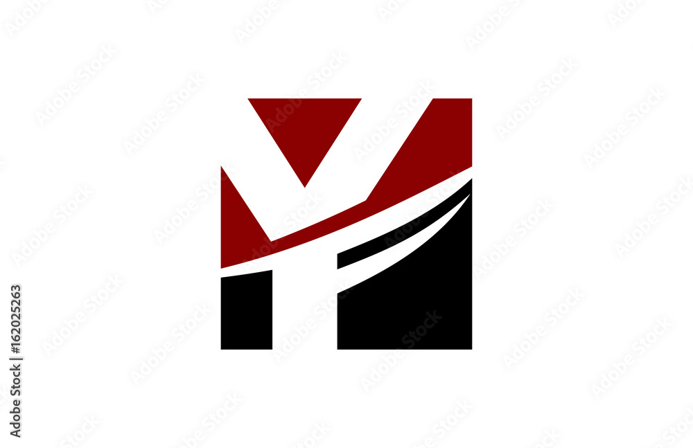 Y Red Square Swoosh letter Logo Y Red Square Swoosh letter Logo