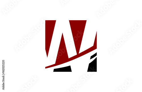 W Red Square Swoosh letter Logo