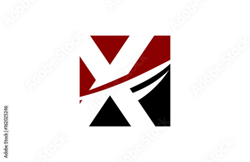 Free Download X Red Square Swoosh letter Logo - GFXLoad