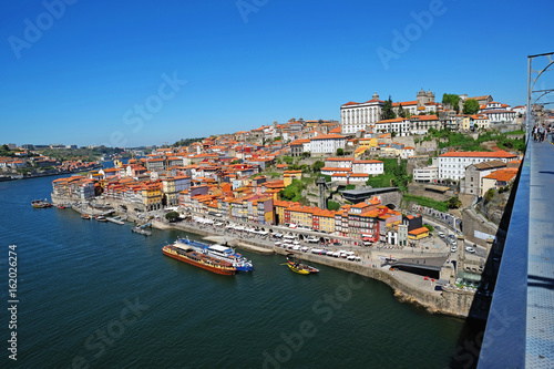 Porto, Portugal old town, Dom Luis bridge on Douro River.