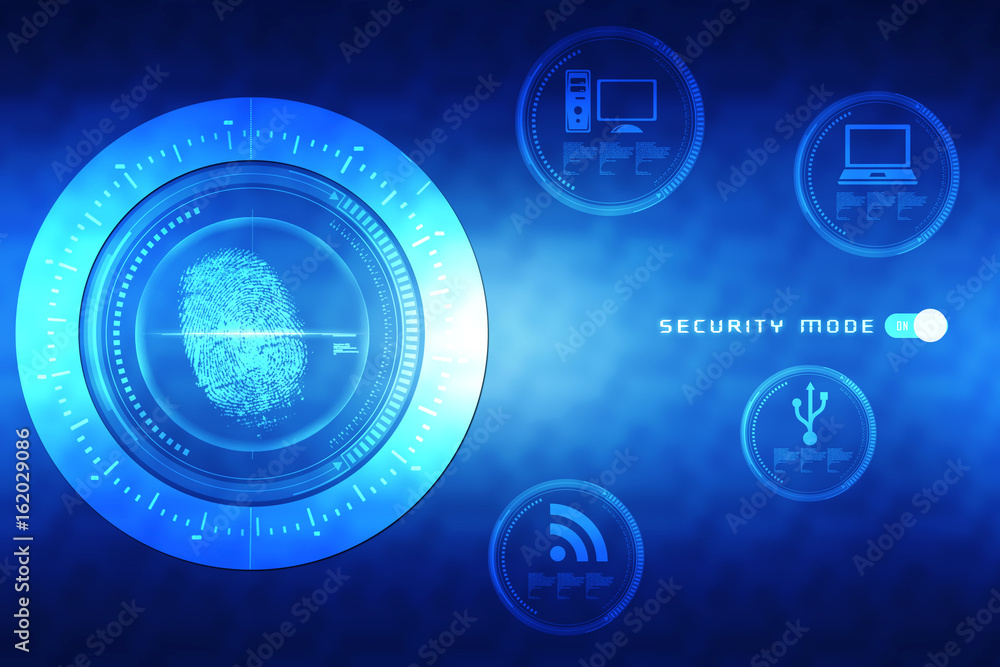 Obraz premium Fingerprint Scanning Technology Concept 2d Illustration