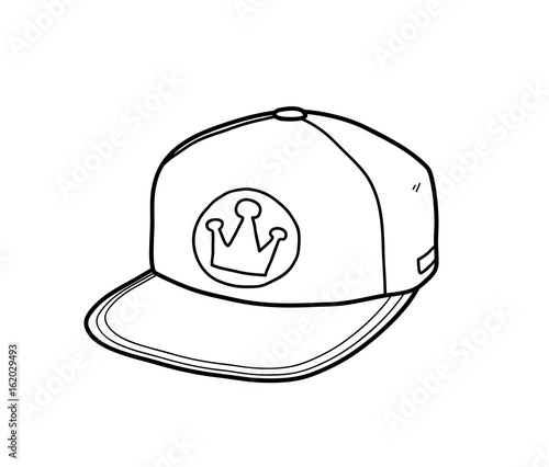 Snapback Hat, a hand drawn vector doodle illustration of a snapback hat.
