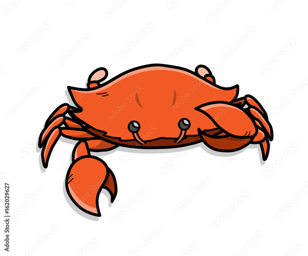 Crab Cartoon Illustration, a hand drawn vector doodle of a crab with ...