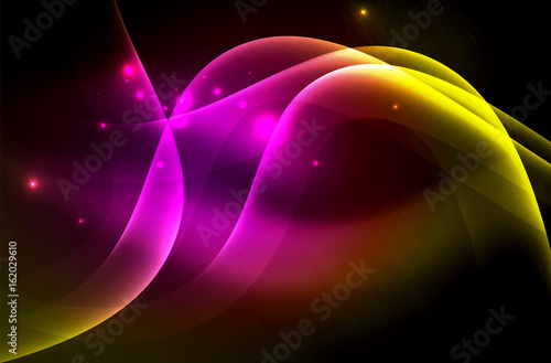 Smoky glowing waves in the dark