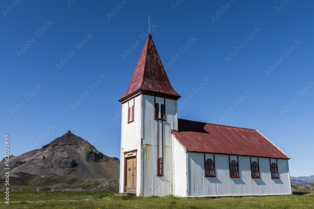 Church at Hellnar with Lava Mountain