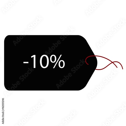 Black tag with a discount of ten percent