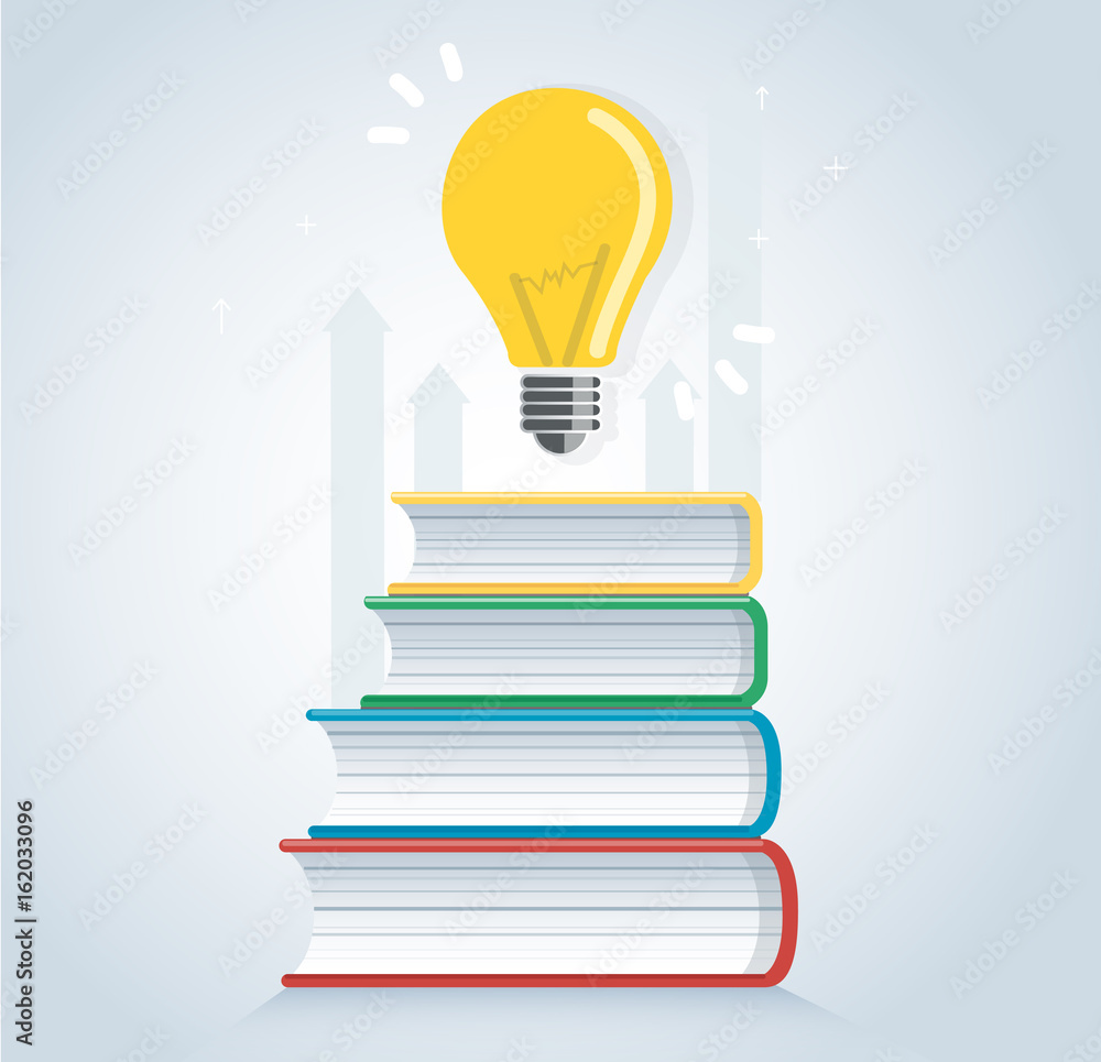 light bulb on books icon. education concepts, vector illustration design light bulb on books icon. education concepts, vector illustration design