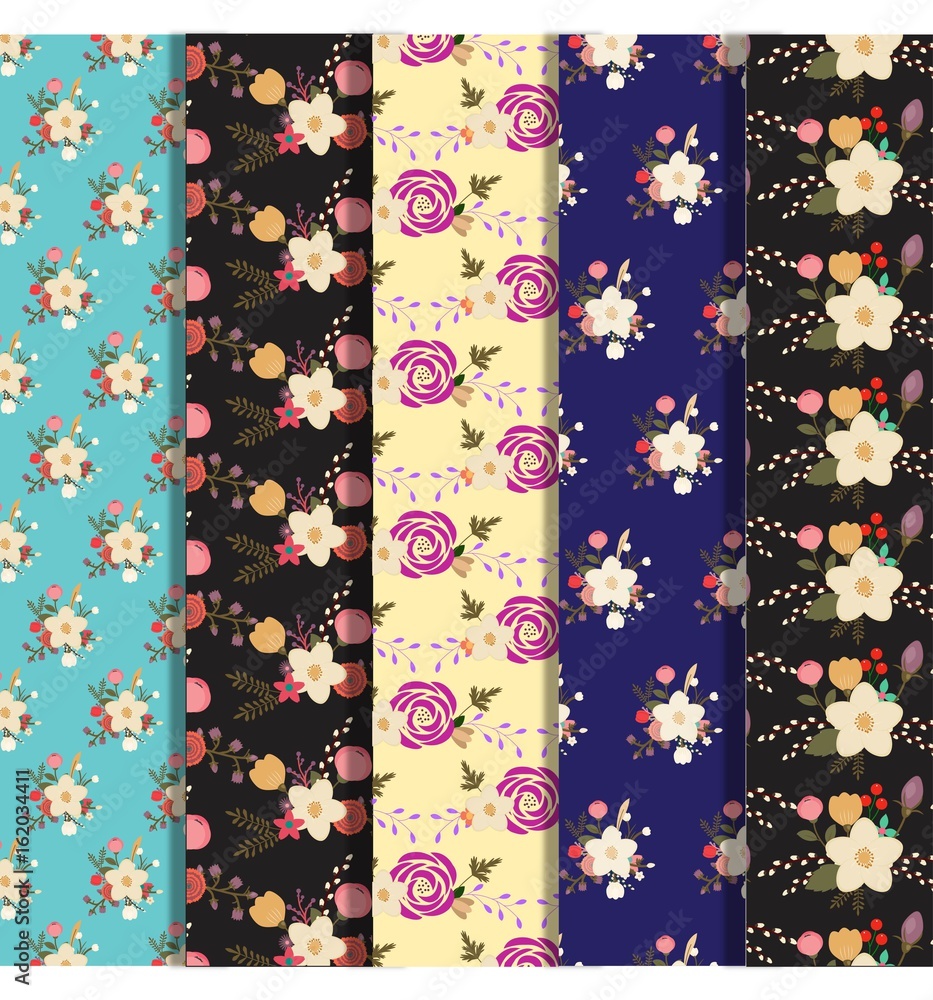 Big flowers pattern background collection Big flowers pattern background collection
