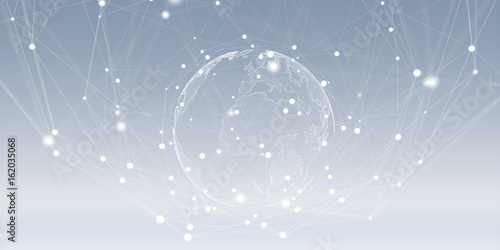 Fototapeta Naklejka Na Ścianę i Meble -  Flying earth network interface 3D rendering