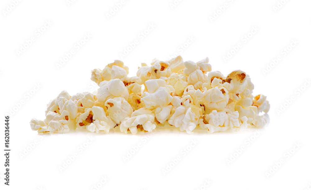 Popcorn pile isolated on white background