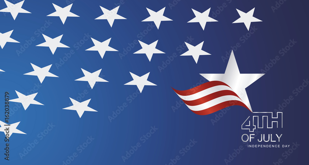 4th July USA star ribbon landscape background 4th July USA star ribbon landscape background