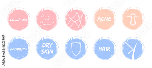 skin pastel icon vector / sheild acne skin moisturizer hair collagen protection