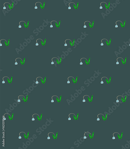 Dark spring floral seamless pattern with snowdrops, nice texture with feral flowers