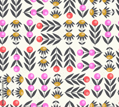 seamless pattern with abstract flowers and leaves