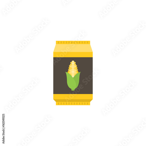 Corn starch in paper package, flat design icon photo