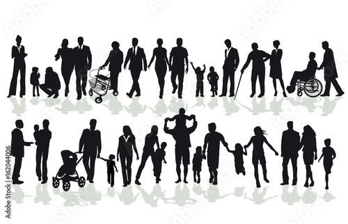 Gruppen von Familien und Angehörige Silhouetten