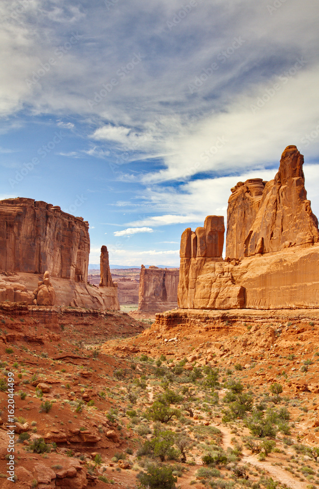 Vertical of Park Avenue formation in Arches National Park