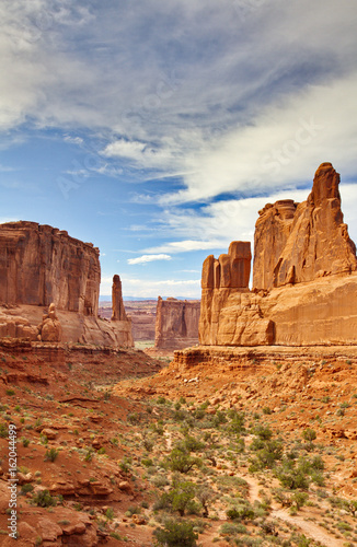 Vertical of Park Avenue formation in Arches National Park