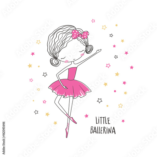 Little ballerina. Fashion illustration for clothing